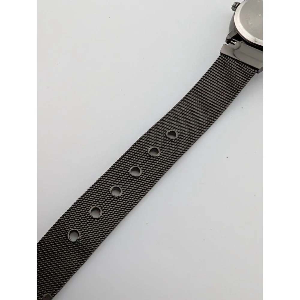 FOLIO‎ Watch Women 32mm Case Black MOP Dial Mesh Metal Band- New Battery